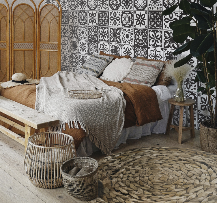 Papel ornamental azulejos hidráulicos grises - TenVinilo