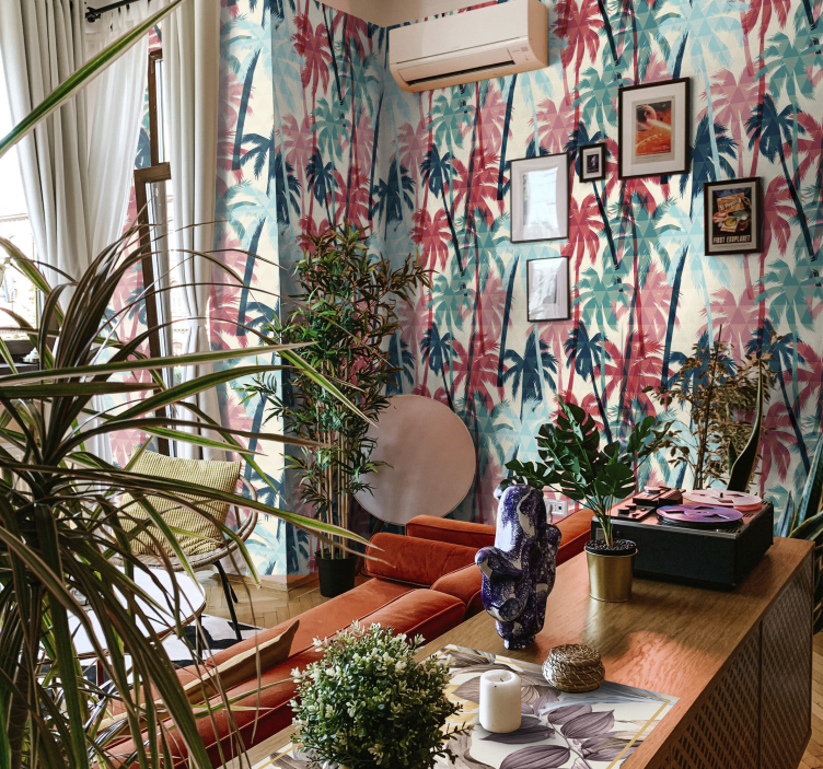 Papel pintado selva dosel de palmeras vibrante - TenVinilo