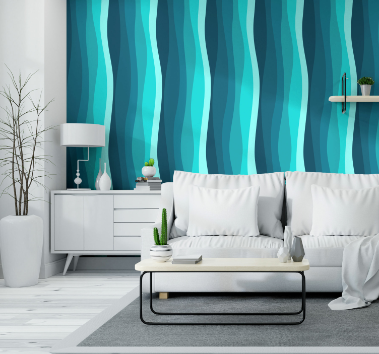 Papel pintado 3D olas oceánicas curvadas - TenVinilo