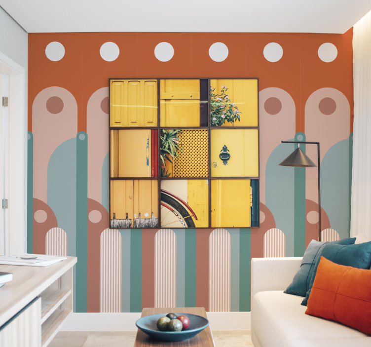 Papel pintado salón formas geométricas curvas - TenVinilo