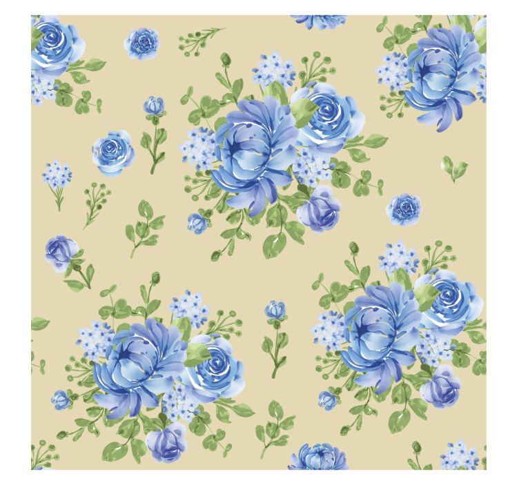 Papel pintado pasillo vintage flores azules - TenVinilo
