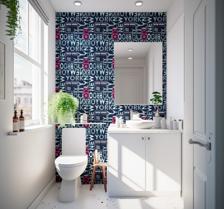 Papel pintado Nueva York Texto patrón de nueva york - TenVinilo