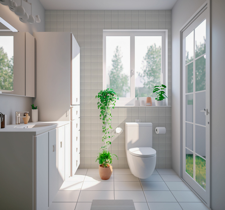 Papel pintado azulejos blancos - TenVinilo