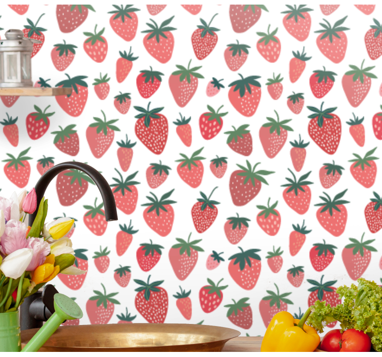 Papel pintado cocina fresas dulces - TenVinilo
