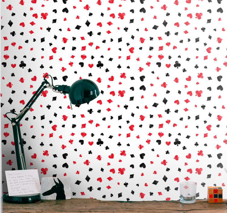 Papel pintado moderno símbolos de naipes - TenVinilo