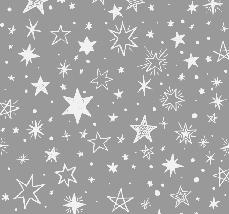 Papel pintado infantil gris de estrellas blancas - TenVinilo