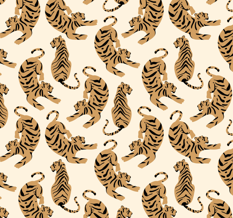 Papel pintado infantil patrón de tigres - TenVinilo