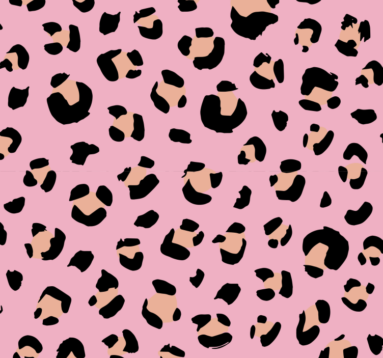 Papel pintado infantil patrón leopardo negro y rosa - TenVinilo