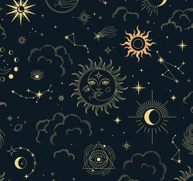 Papel pintado estrellas diseño de elementos celestiales - TenVinilo