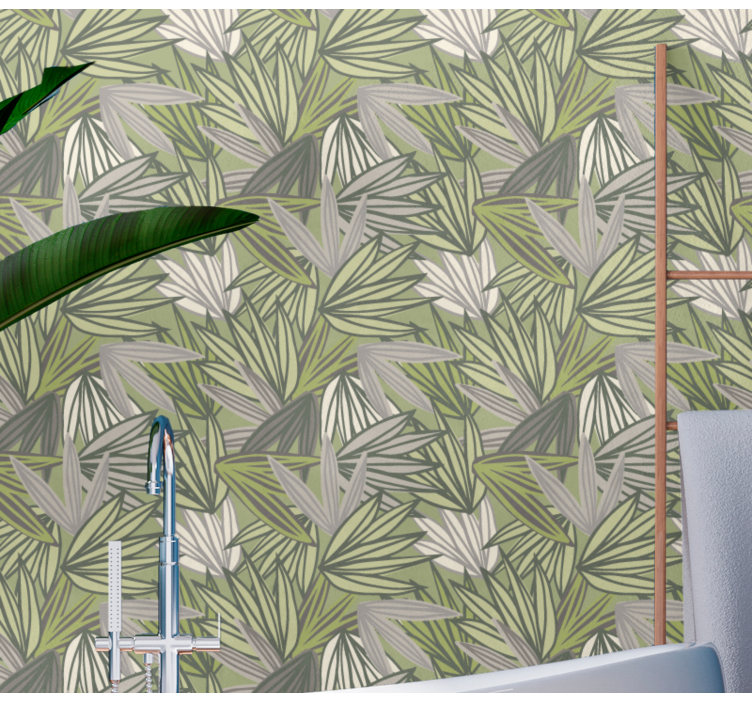 Papel pintado baño de hojas tropicales - TenVinilo