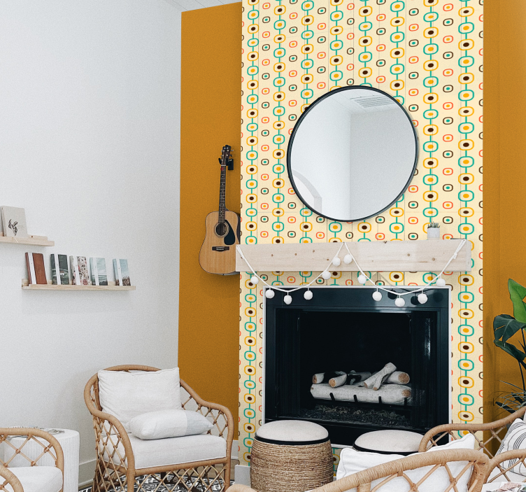 Papel pintado vintage geométrico de los años 60 - TenVinilo