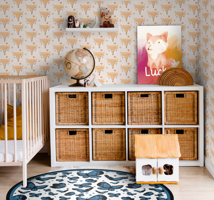 Papel tapiz habitación infantil zorros pintados - TenVinilo