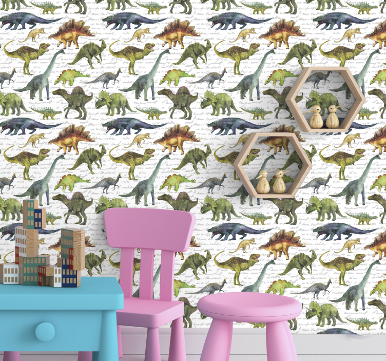 Papel pintado infantil dinosaurios realistas - TenVinilo