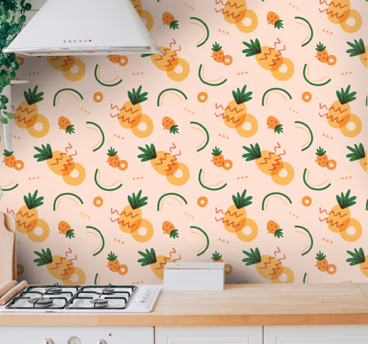 Papel pintado cocina patrón de delicias frutales - TenVinilo