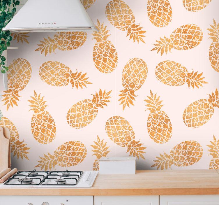 Papel pintado cocina patrón de frutas tropicales - TenVinilo