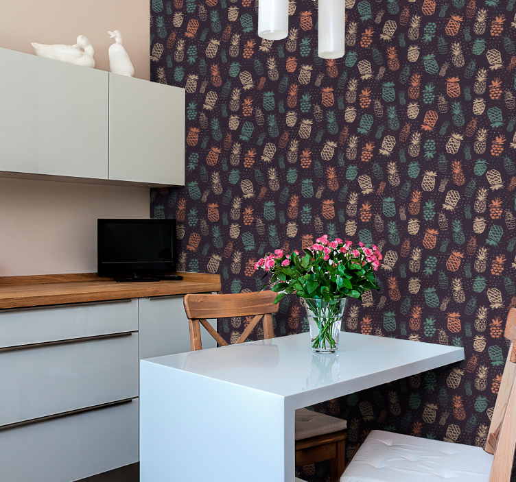 Papel pintado cocina piñas otoñales - TenVinilo