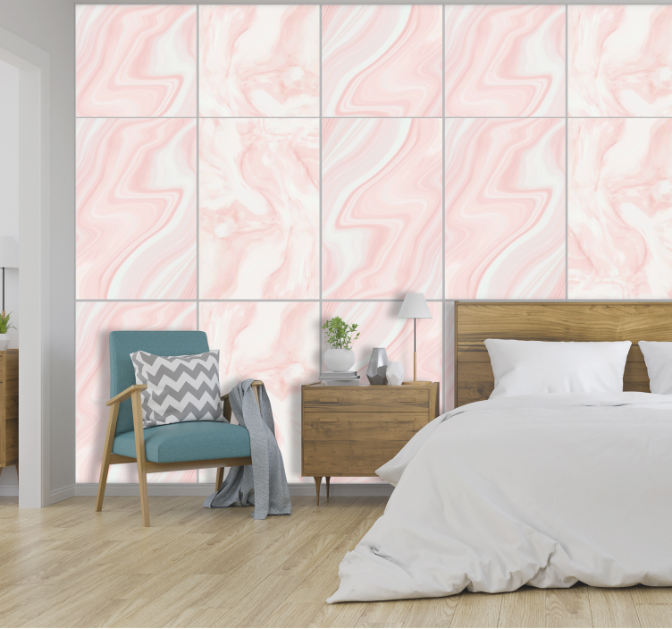 Papel pintado dormitorio mármol color rosa - TenVinilo