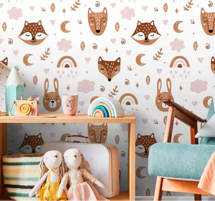 Papel habitación infantil animales lindos - TenVinilo