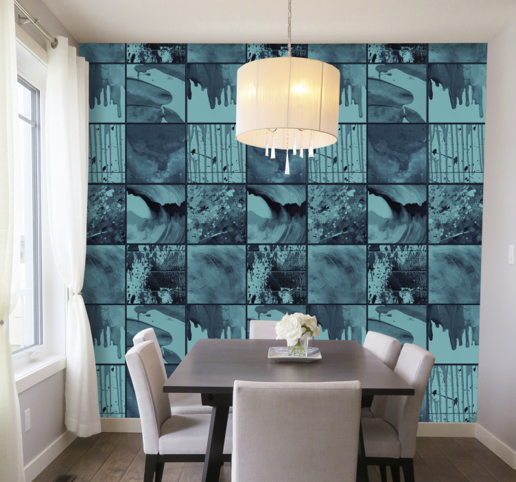 Papel para comedor azulejos con texturas grises - TenVinilo
