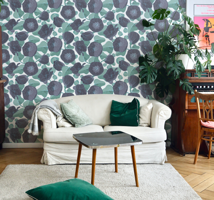 Papel para paredes de flores malva - TenVinilo