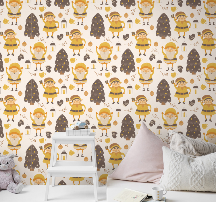 Papel pintado navidad amigos del bosque - TenVinilo