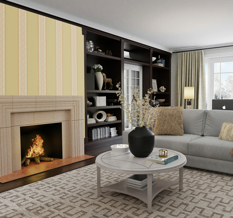 papel pared clásico para chimenea vintage - TenVinilo