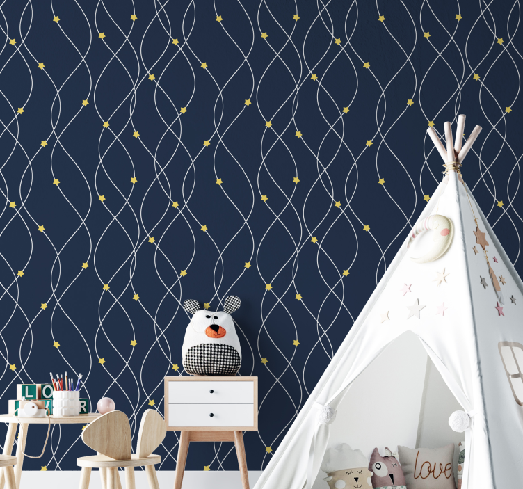 Papel pintado estrellas decoración estrellada geométrica - TenVinilo