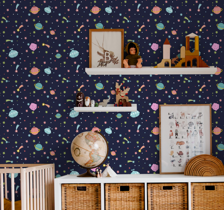 Papel pintado estrellas espacio celeste - TenVinilo