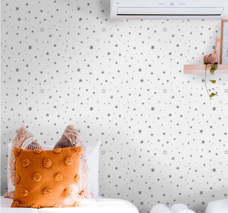 Papel pintado bebé con estrellas grises - TenVinilo