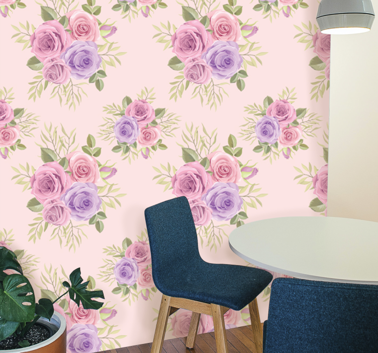 Papel pintado flores conjunto floral pastel - TenVinilo