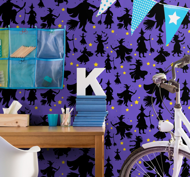 Papel pintado Halloween siluetas de brujas - TenVinilo