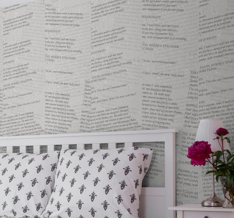 Papel pared letras texto obra Shakespeare - TenVinilo
