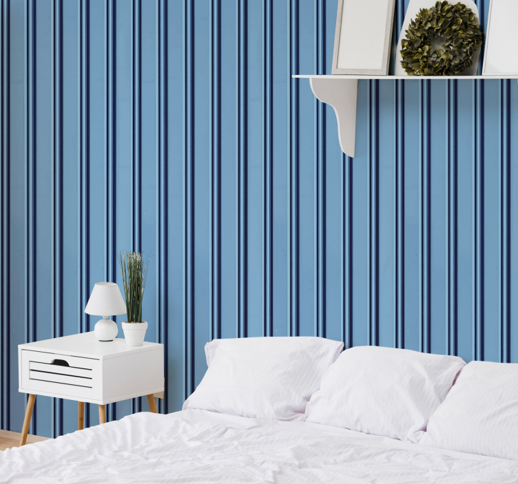 Papel pintado dormitorio rayas verticales azules - TenVinilo