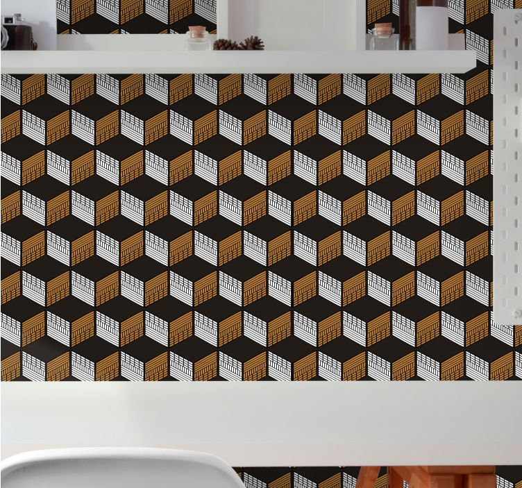 Papel pintado 3D arte de ilusión cúbica - TenVinilo