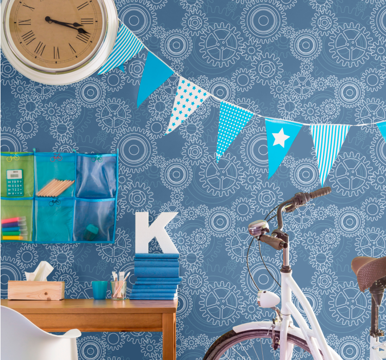 Papel pintado 3D patrones de engranajes geométricos - TenVinilo