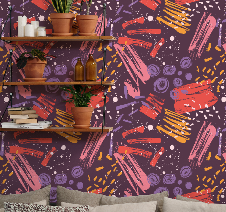 Papel pintado abstracto pinceladas expresivas - TenVinilo