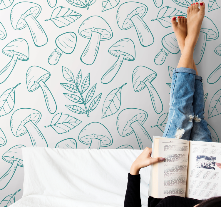Papel pintado animal contornos de hongos - TenVinilo