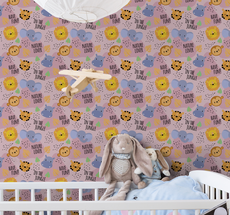Papel pintado bebé amante de la naturaleza de la jungla - TenVinilo