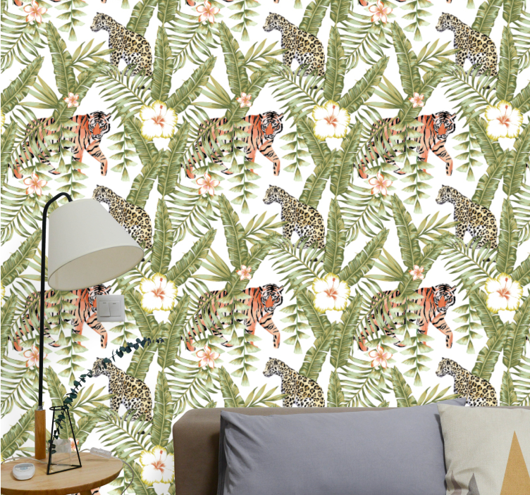 Papel pintado animal fauna de la selva tropical - TenVinilo
