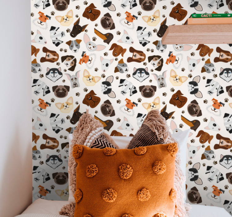 Papel pintado perros ilustraciones de perros juguetones - TenVinilo