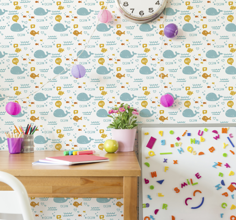 Papel pintado animal lindas ballenas del océano - TenVinilo
