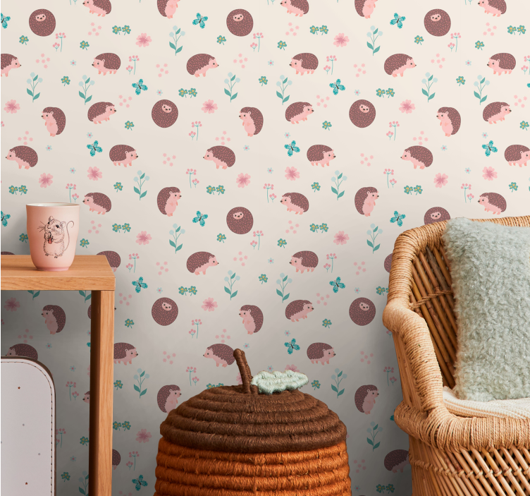 Papel pintado animal lindos patrones de erizo - TenVinilo