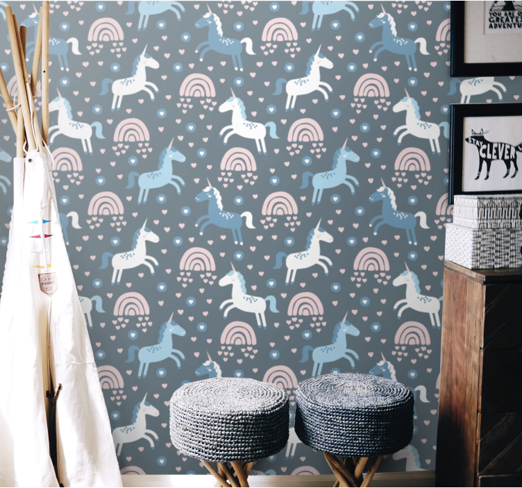 Papel pintado animal motivo de arcoiris de jirafa - TenVinilo