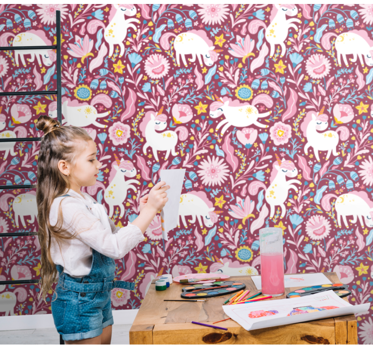 Papel pintado animal motivo divertido de alpaca - TenVinilo