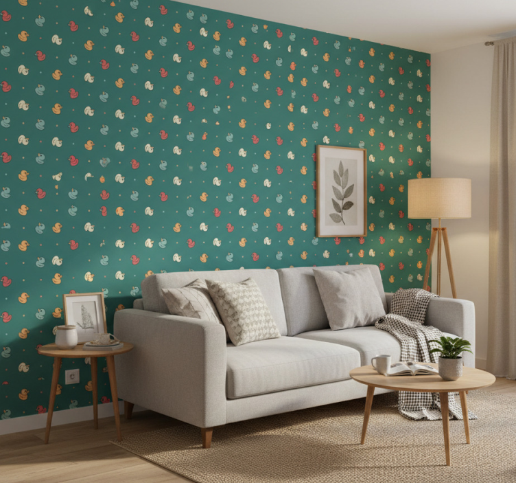 Papel pintado animal patitos de goma multicolores - TenVinilo