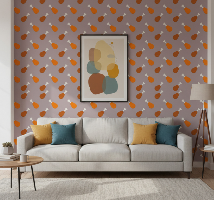 Papel pintado animal patrón de muslo de pollo - TenVinilo