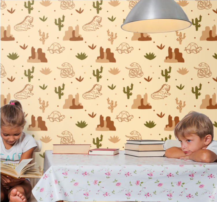 Papel pintado animal tema de la fauna del desierto - TenVinilo