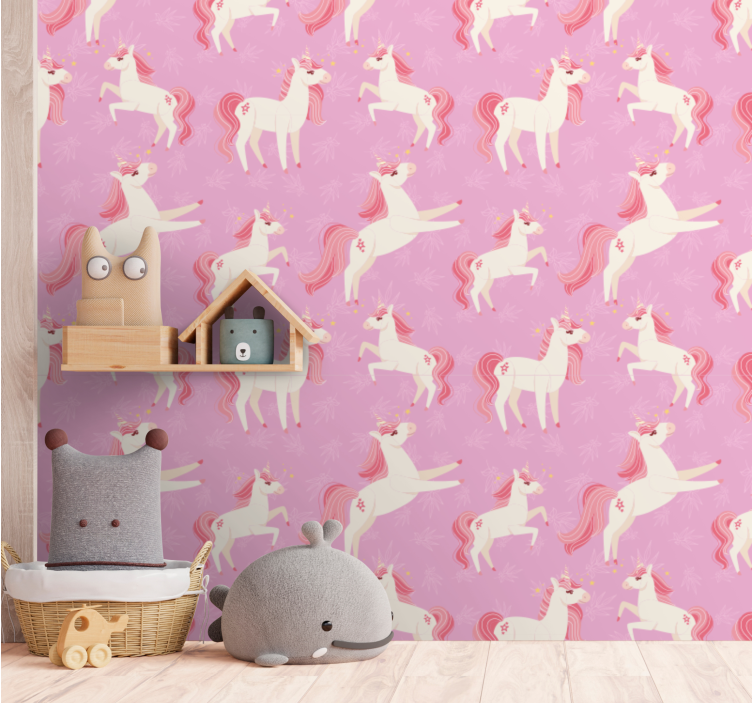 Papel pintado animal unicornios bailando - TenVinilo