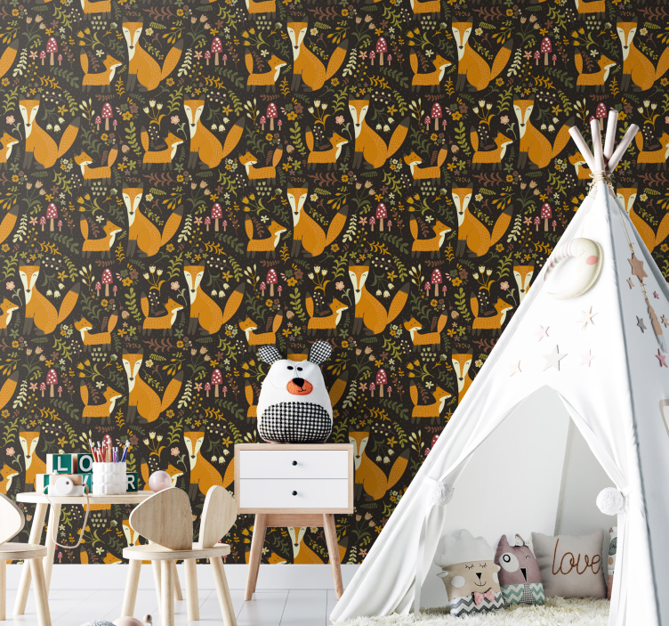 Papel pintado animal zorros nórdicos - TenVinilo