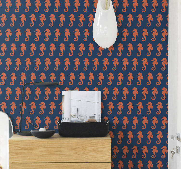 Papel pintado animales motivo de caballitos de mar - TenVinilo